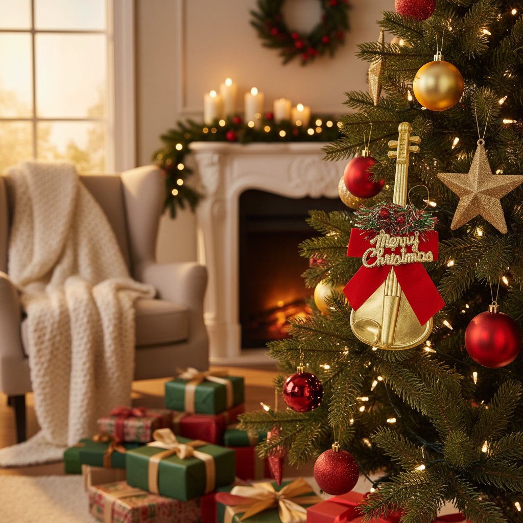 Merry Christmas Guitar Ornament