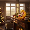 Santa Claus on Crescent Moon Hanging Ornament