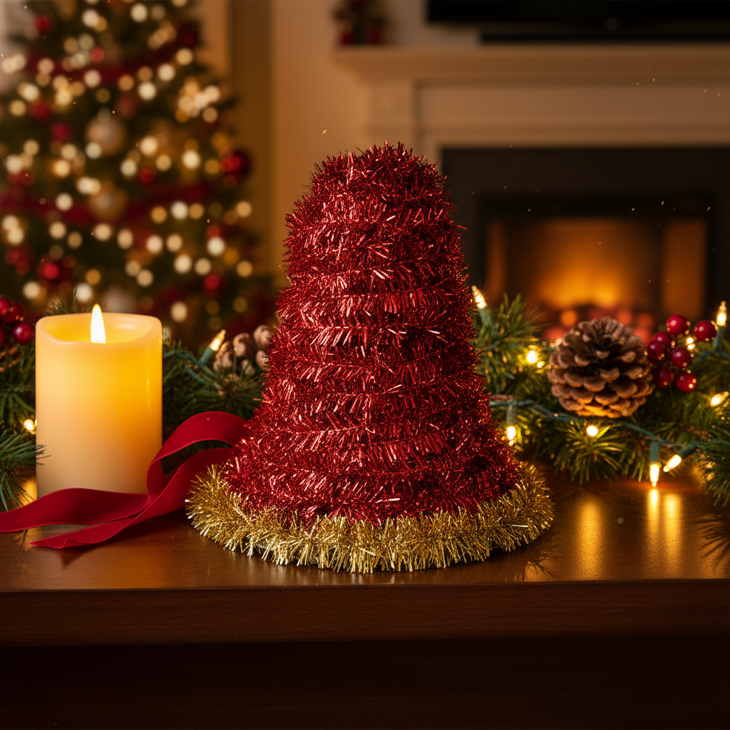 Tinsel Christmas Tree Hat