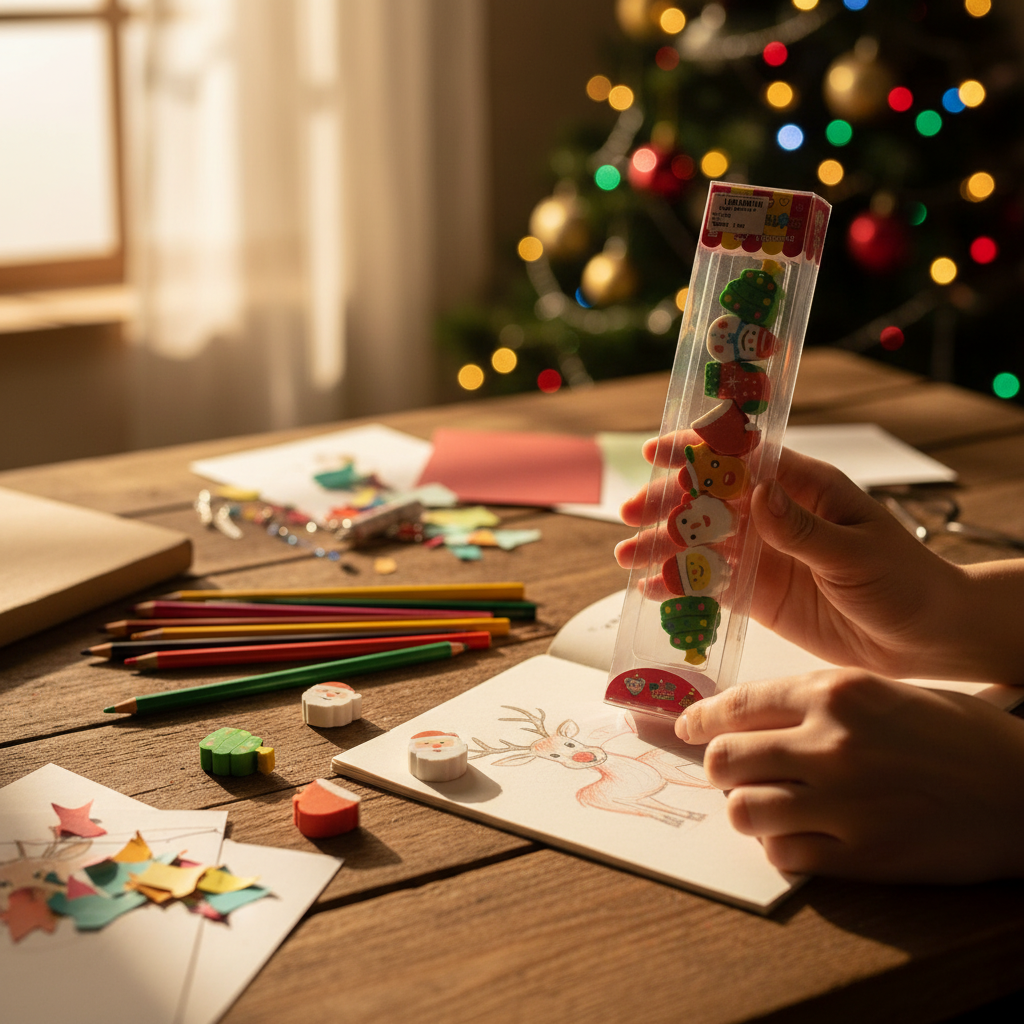 Christmas Themed Erasers Set