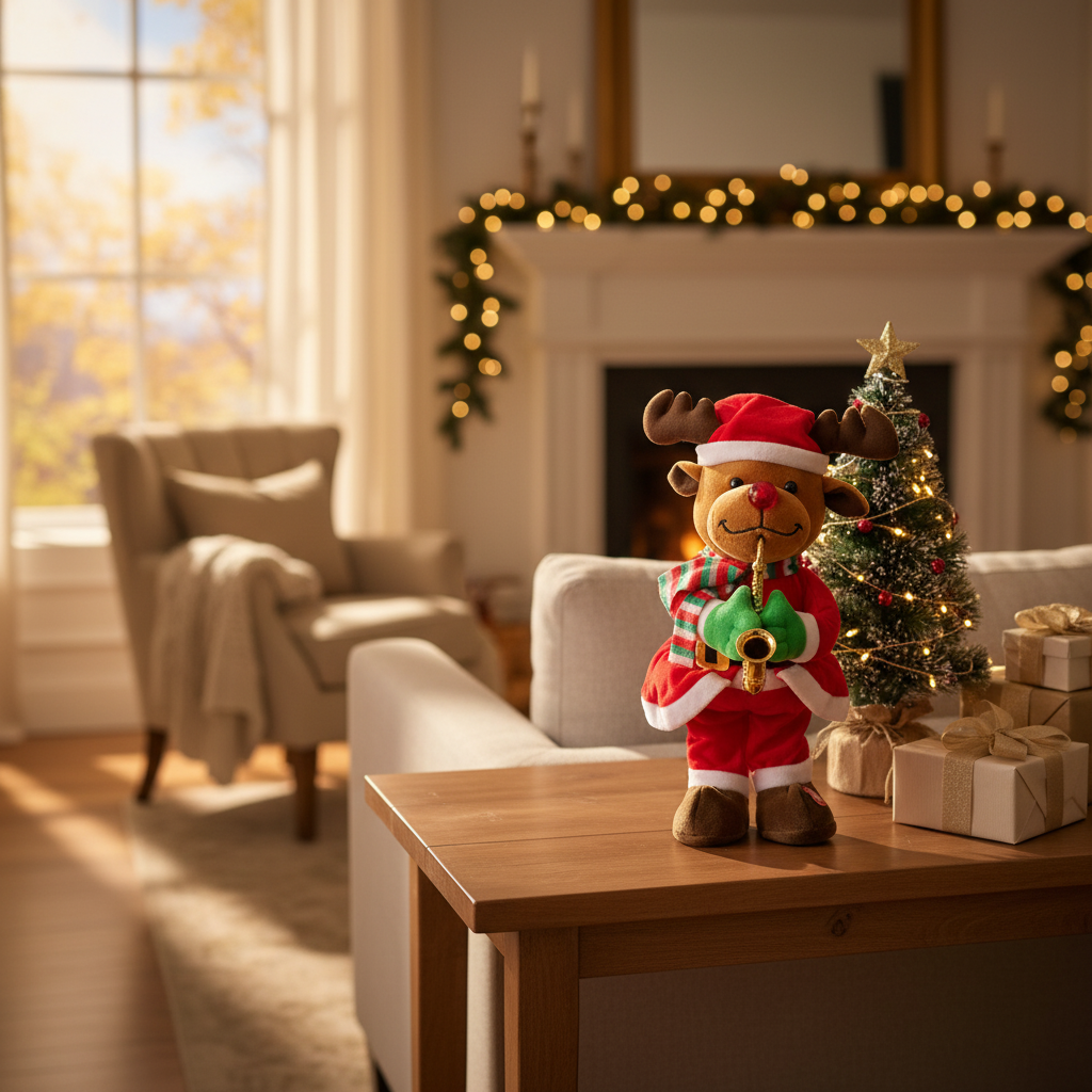 Christmas Reindeer Plush Toy with Saxophone