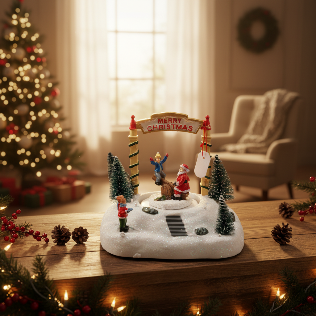 Merry Christmas Snowy Scene Tabletop Decoration