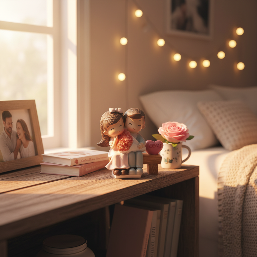 Romantic Couple Figurine with Love Heart