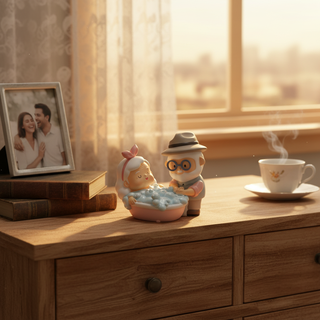 Grandparent and Child Bath Time Figurine