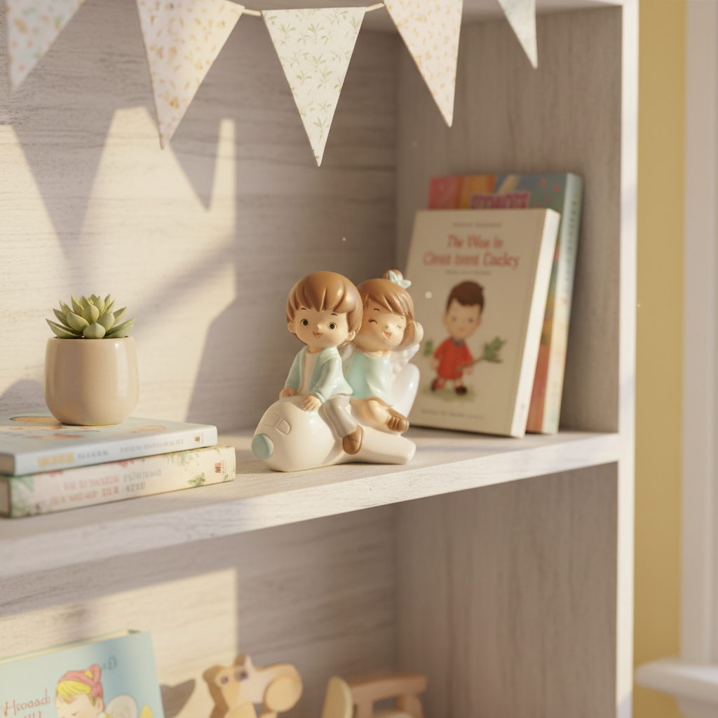 Boy and Girl on Airplane Figurine