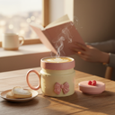 Pink Bow Ceramic Mug with Lid
