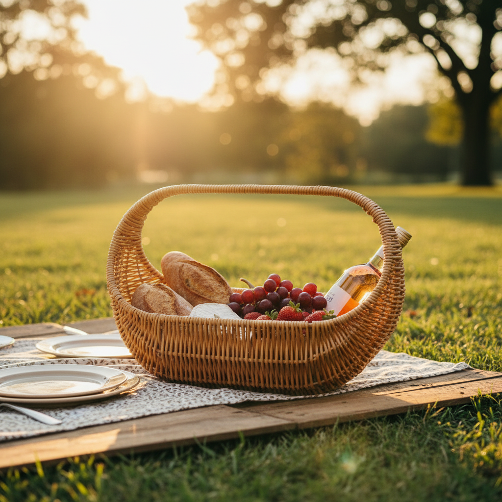 Wicker Basket with Handle