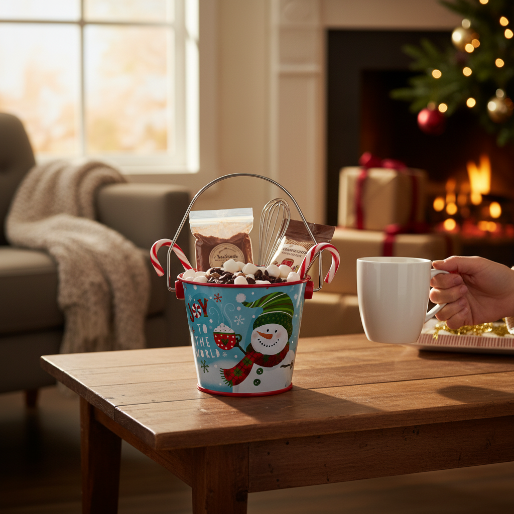 Christmas Snowman Decorative Bucket