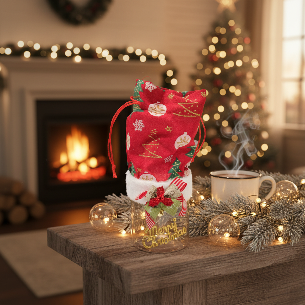 Christmas Gift Jar with Decorative Pouch