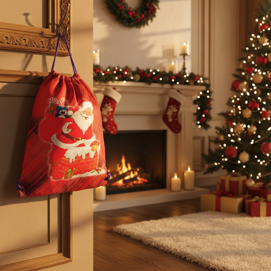 Santa Claus Drawstring Gift Bag