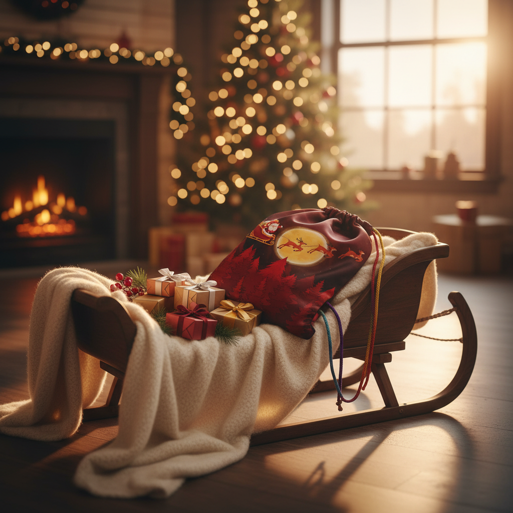 Christmas Santa Drawstring Gift Bag