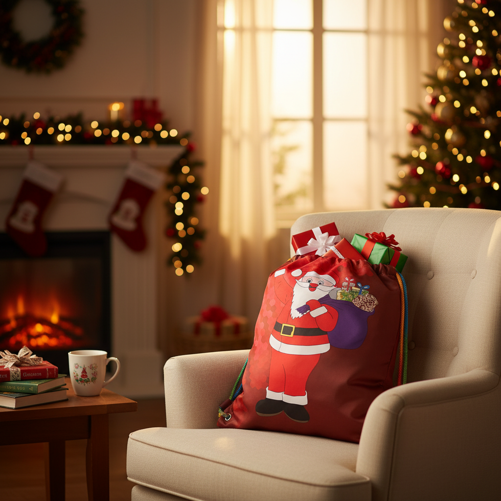 Santa Claus Drawstring Gift Bag