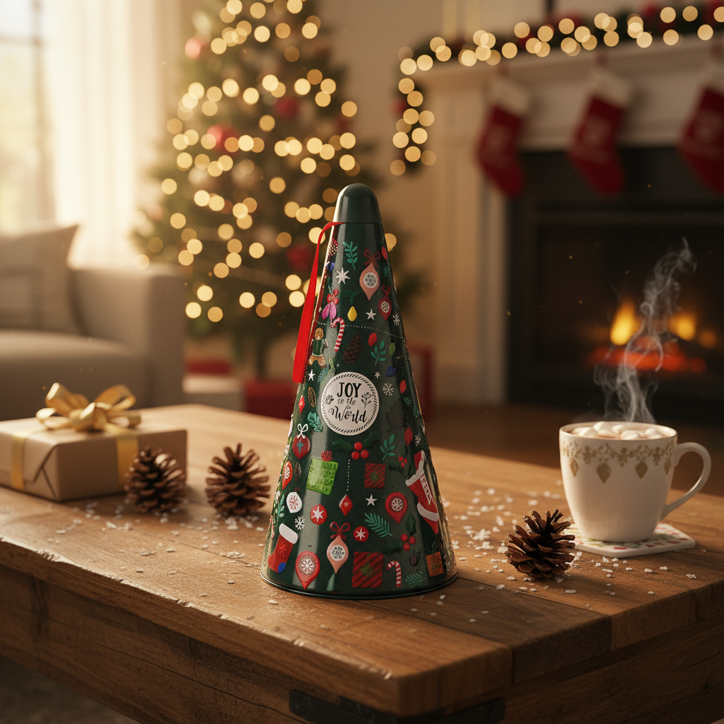 Christmas Tree Shaped Decorative Tin