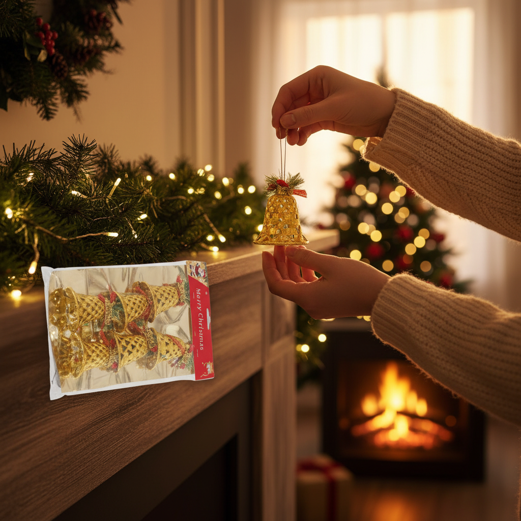 Golden Bell Christmas Ornaments