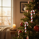 Christmas Tree Hanging Candy Cane Ornaments