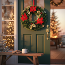 Christmas Wreath with Red Flowers