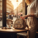 Beige Heart Accent Mini Backpack