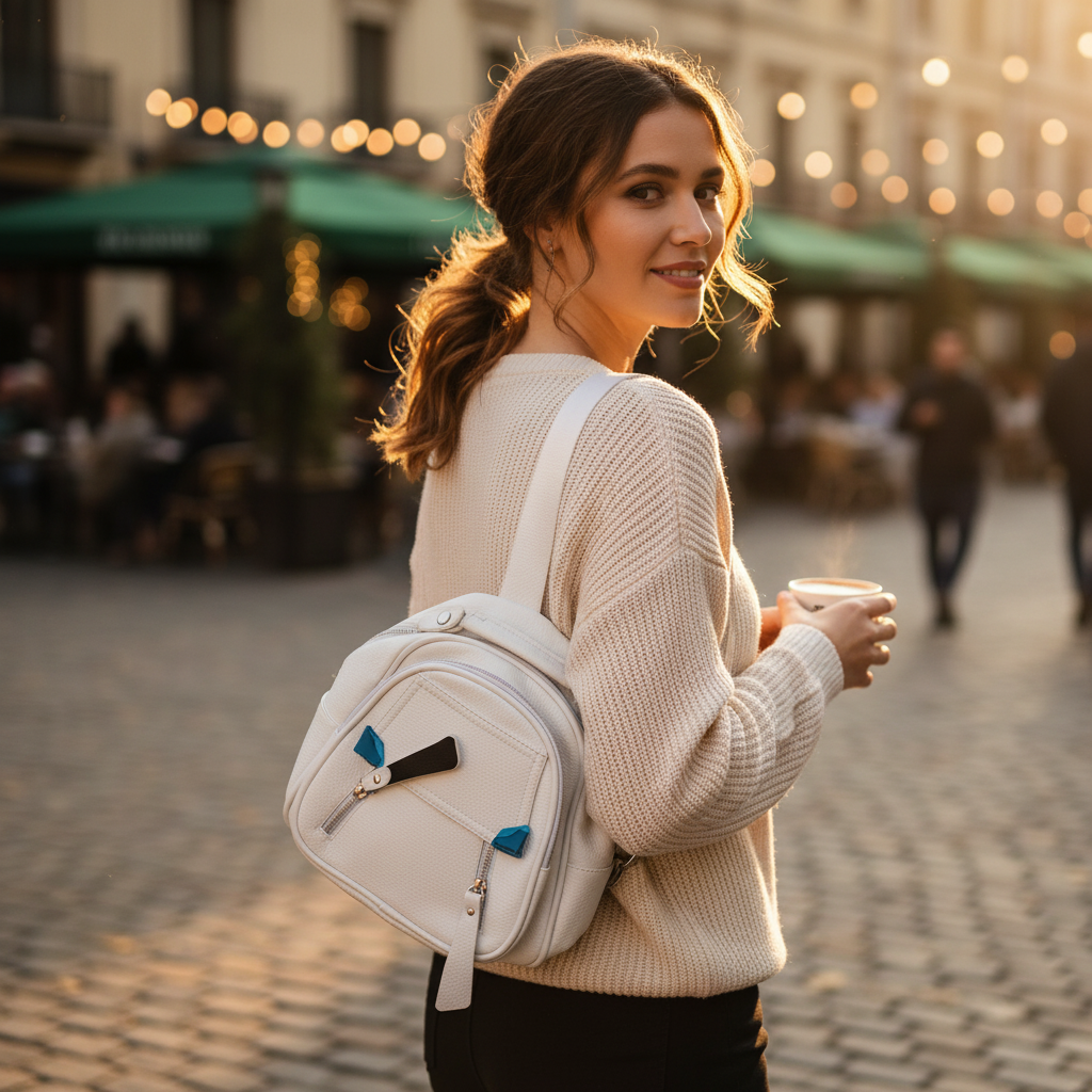 White Faux Leather Backpack