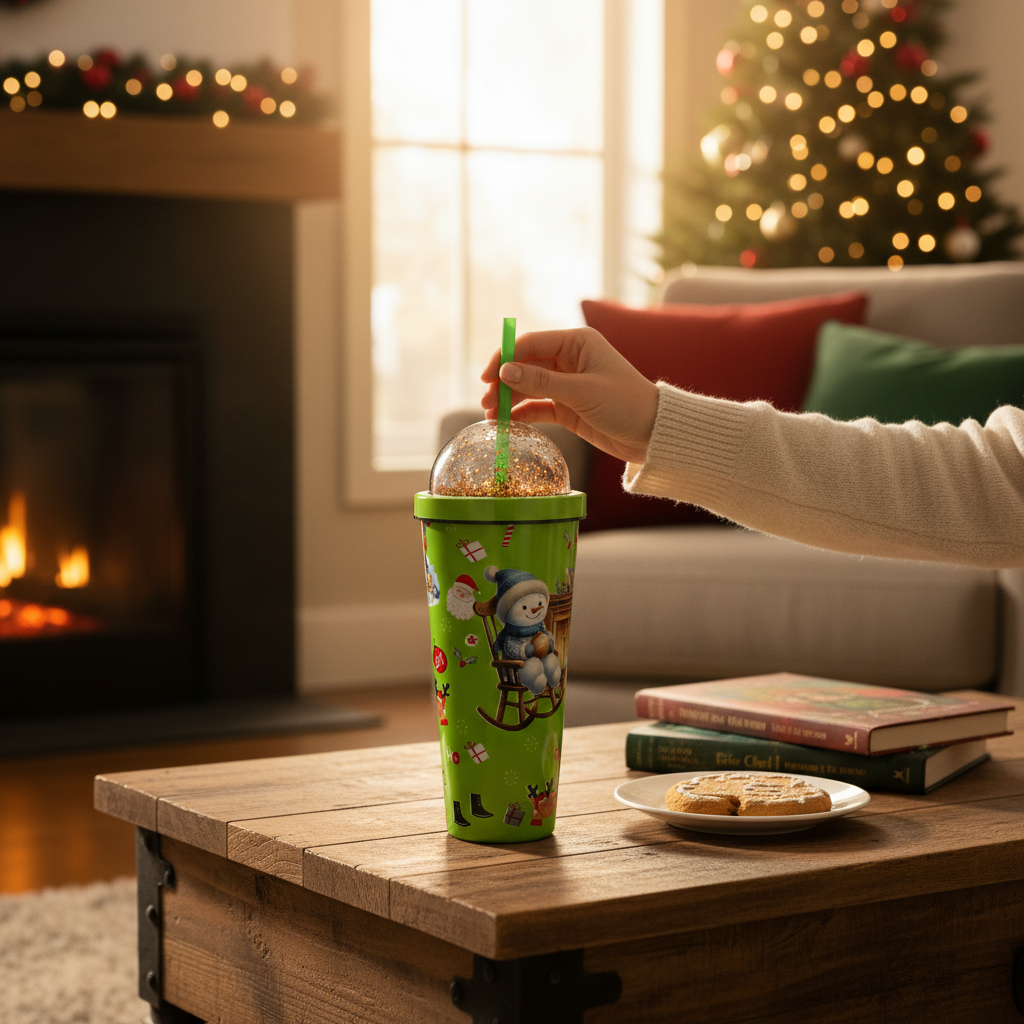 Christmas Snowman Glitter Tumbler