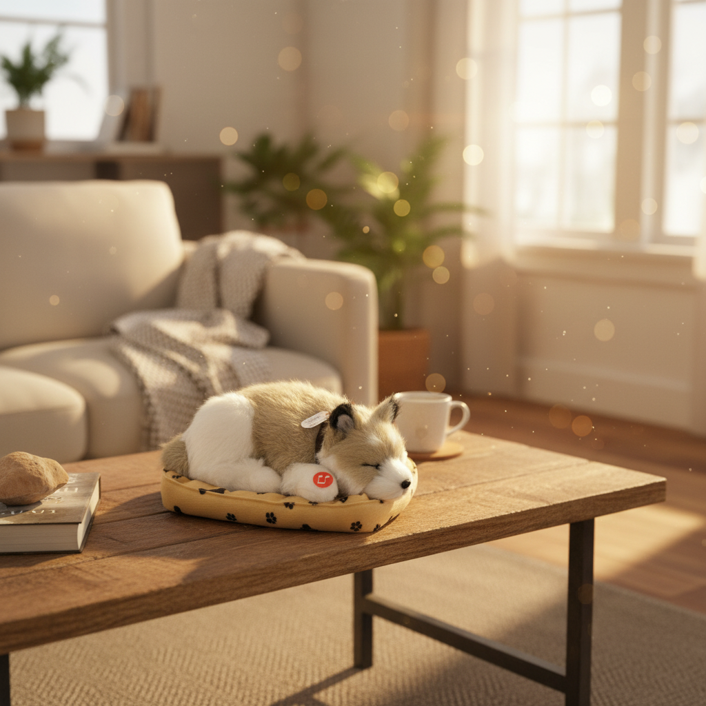 Sleeping Dog Plush Toy with Bed