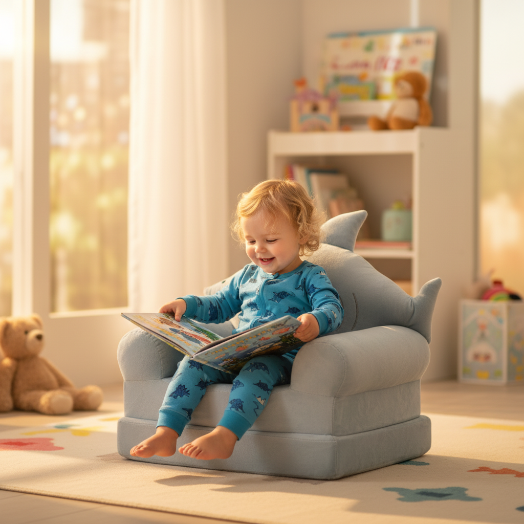 Shark Shaped Plush Kids Sofa Chair