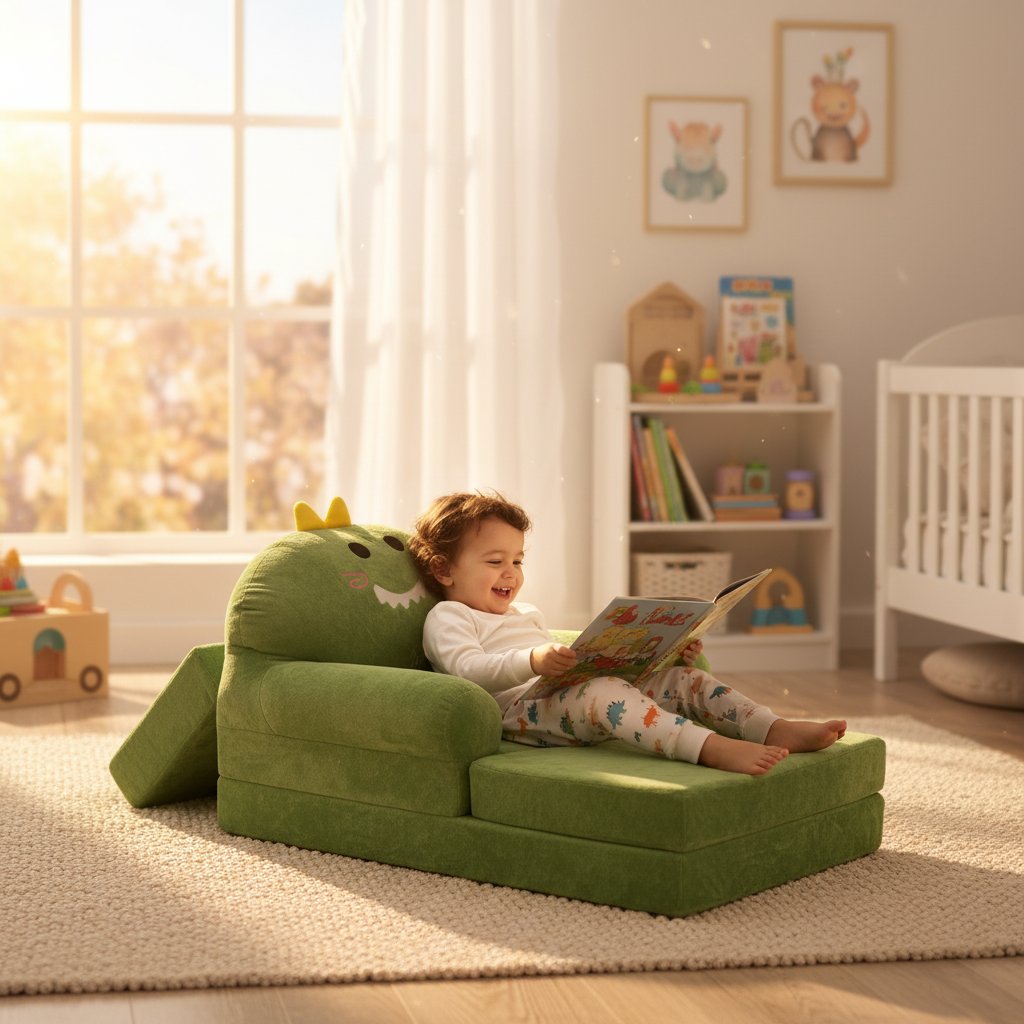 Green Dinosaur Plush Kids Sofa Chair