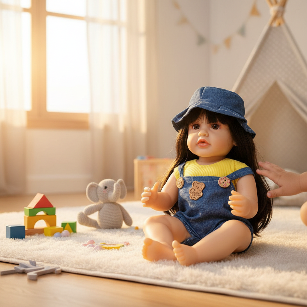 Baby Doll with Blue Hat and Denim Outfit