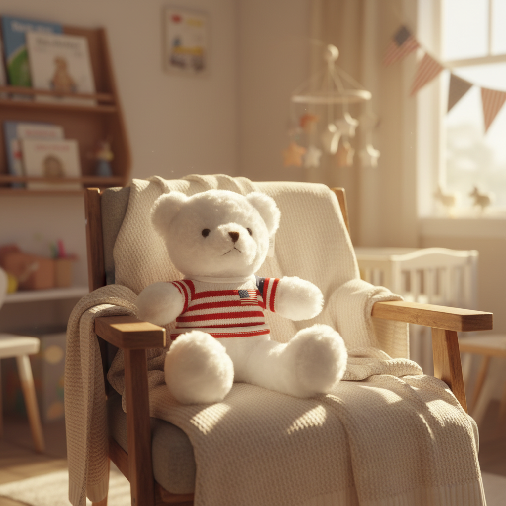 Plush Teddy Bear with Striped Shirt