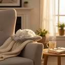 Plush White Cat Pair on Mat