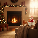 Santa Claus with Sleigh and Reindeer Figurine