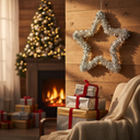 Silver Star Tinsel Decoration