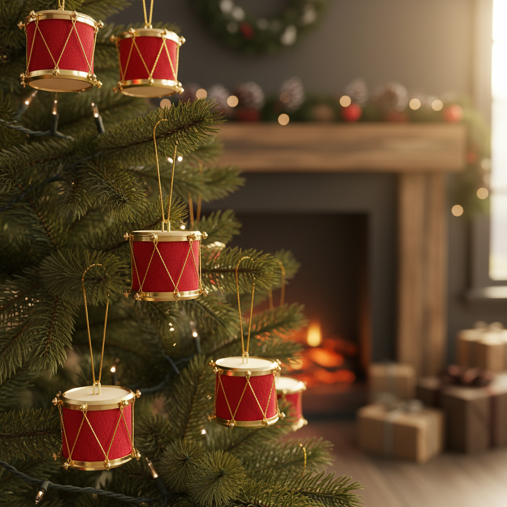 Miniature Drum Christmas Ornaments