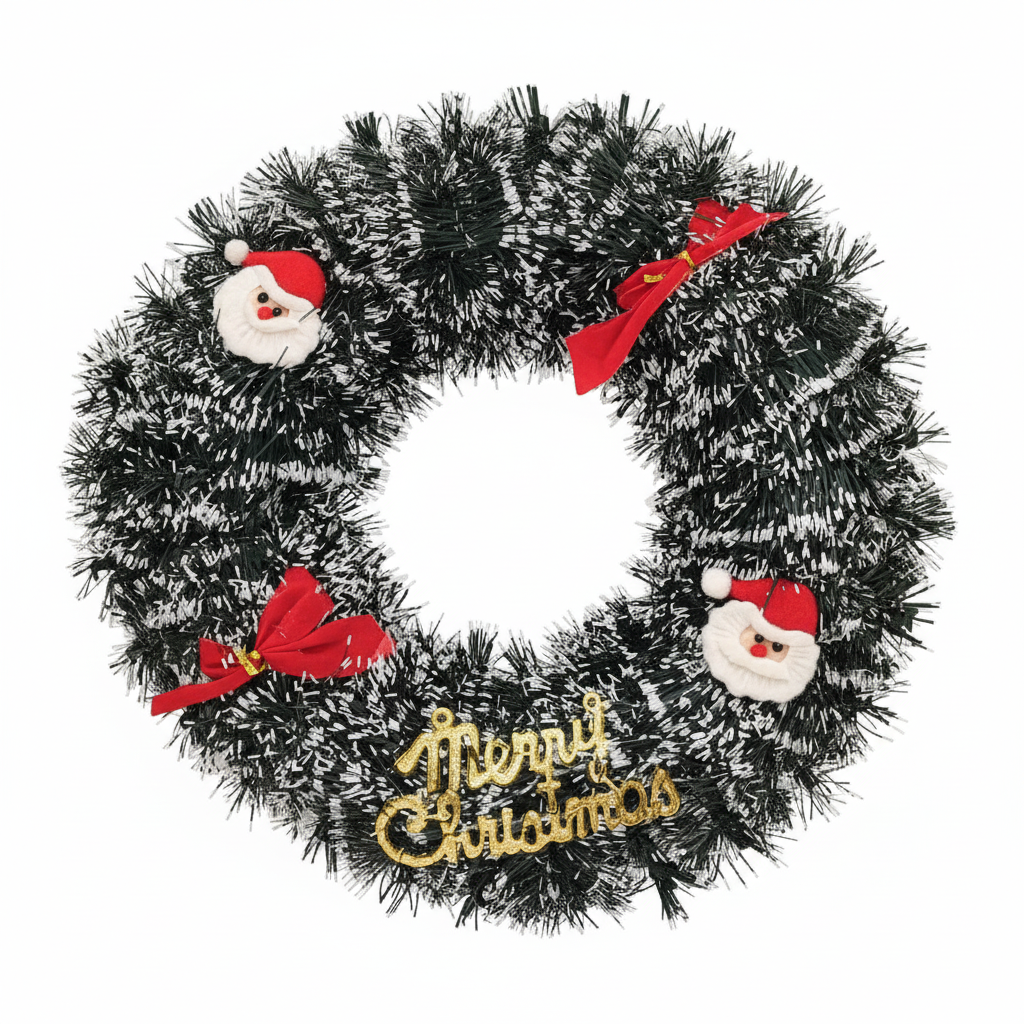 Christmas Wreath with Santa and Bows