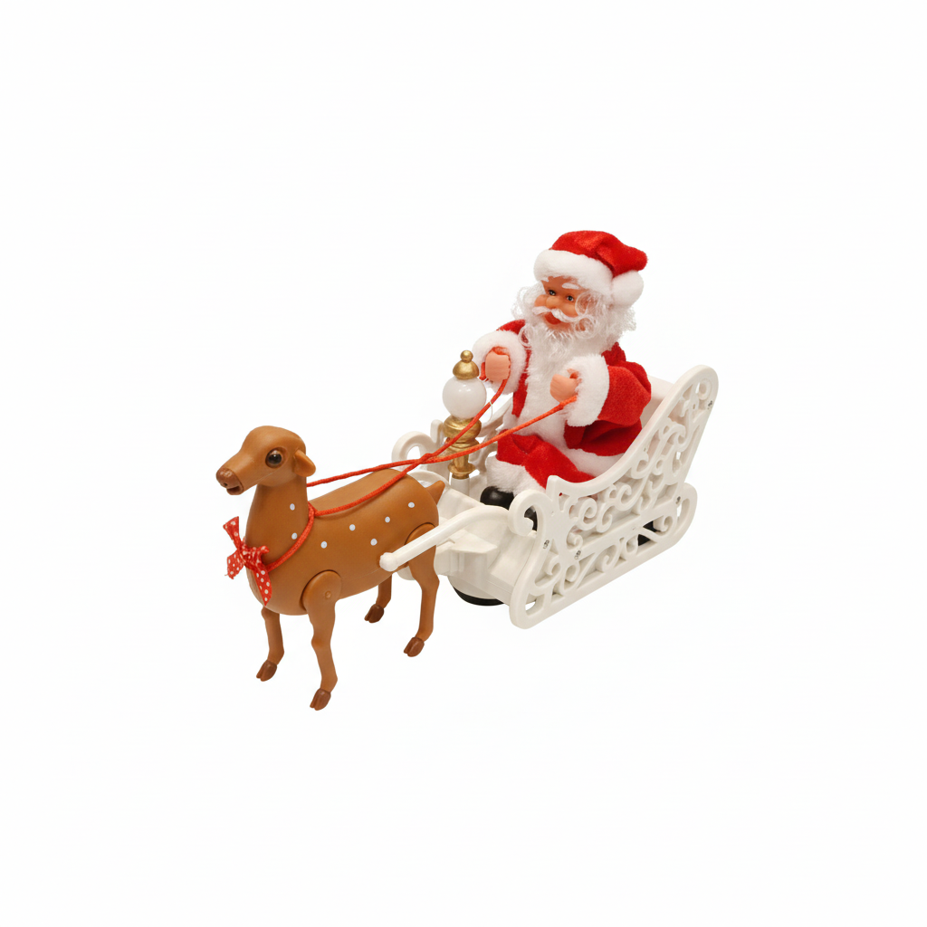 Santa Claus with Sleigh and Reindeer Figurine
