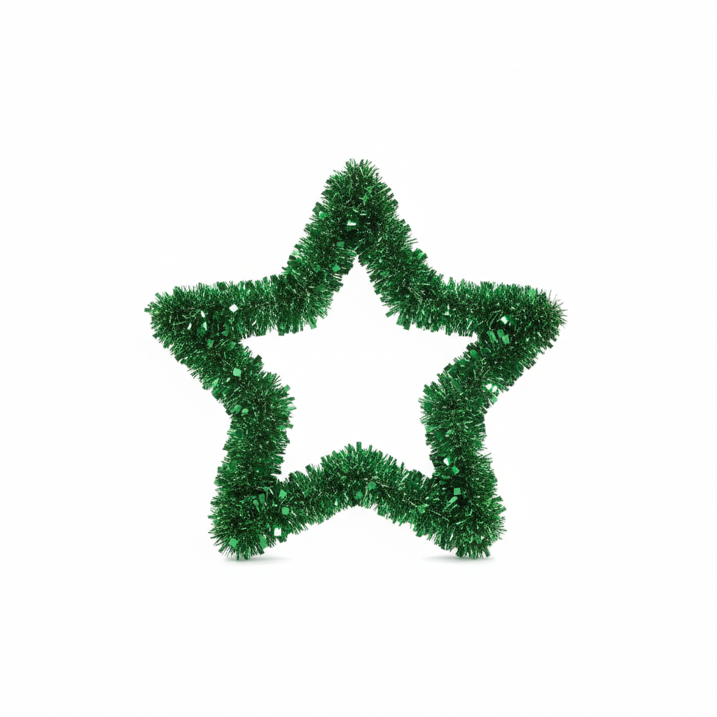 Green Star Tinsel Decoration