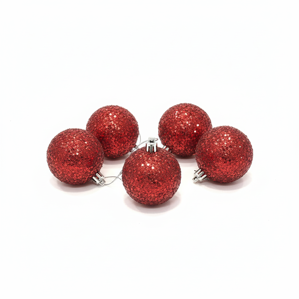Red Glitter Christmas Baubles