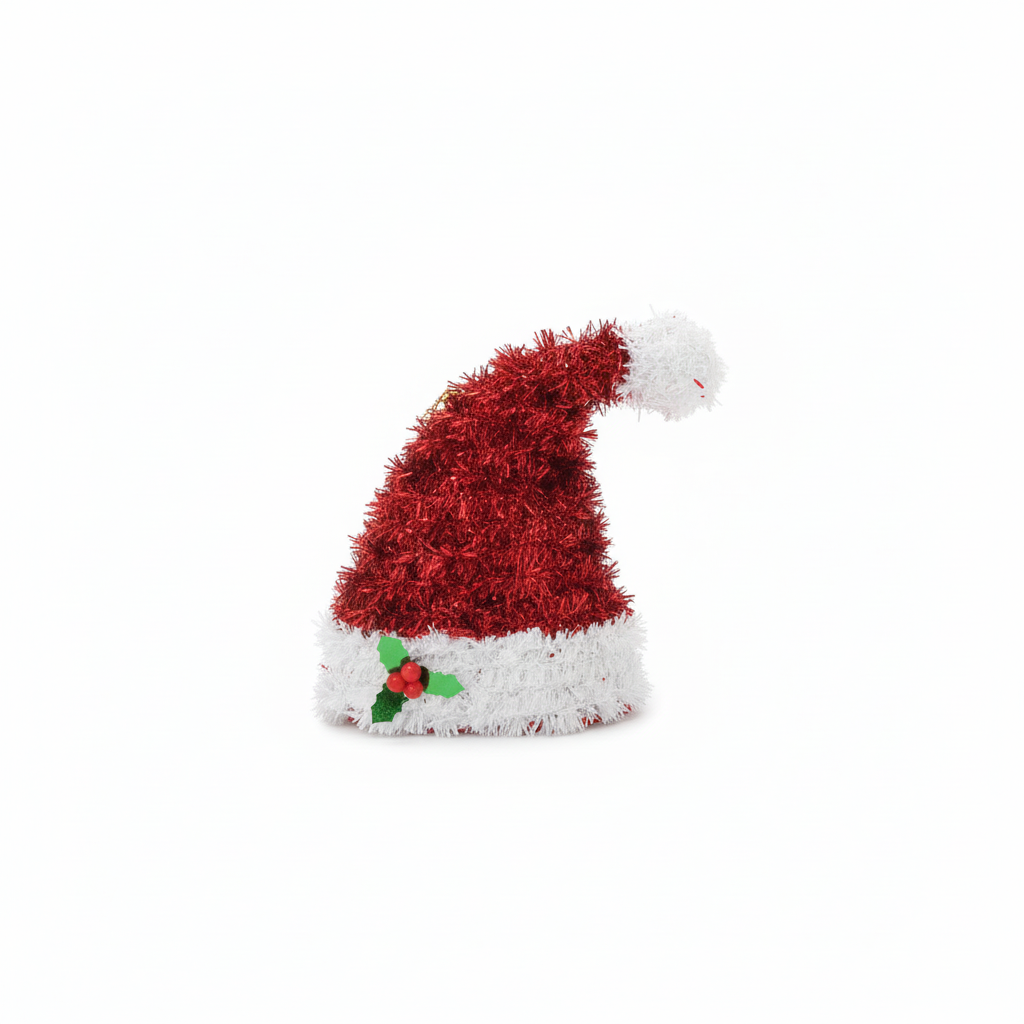 Mini Tinsel Santa Hat Decoration