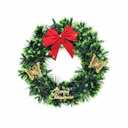 Christmas Wreath with Red Bow and Gold Butterflies