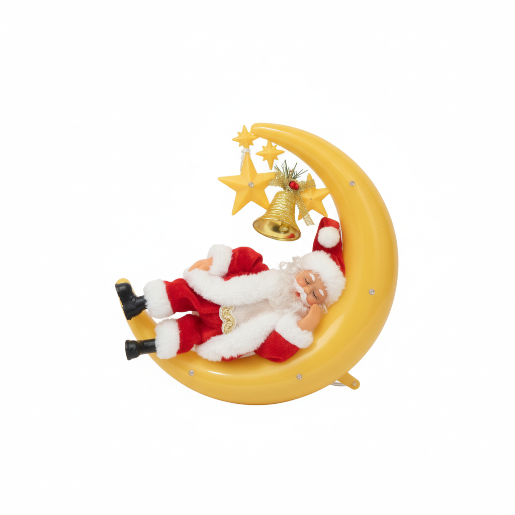 Santa Claus on Crescent Moon Hanging Ornament