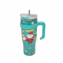 Christmas Themed Travel Mug with Straw