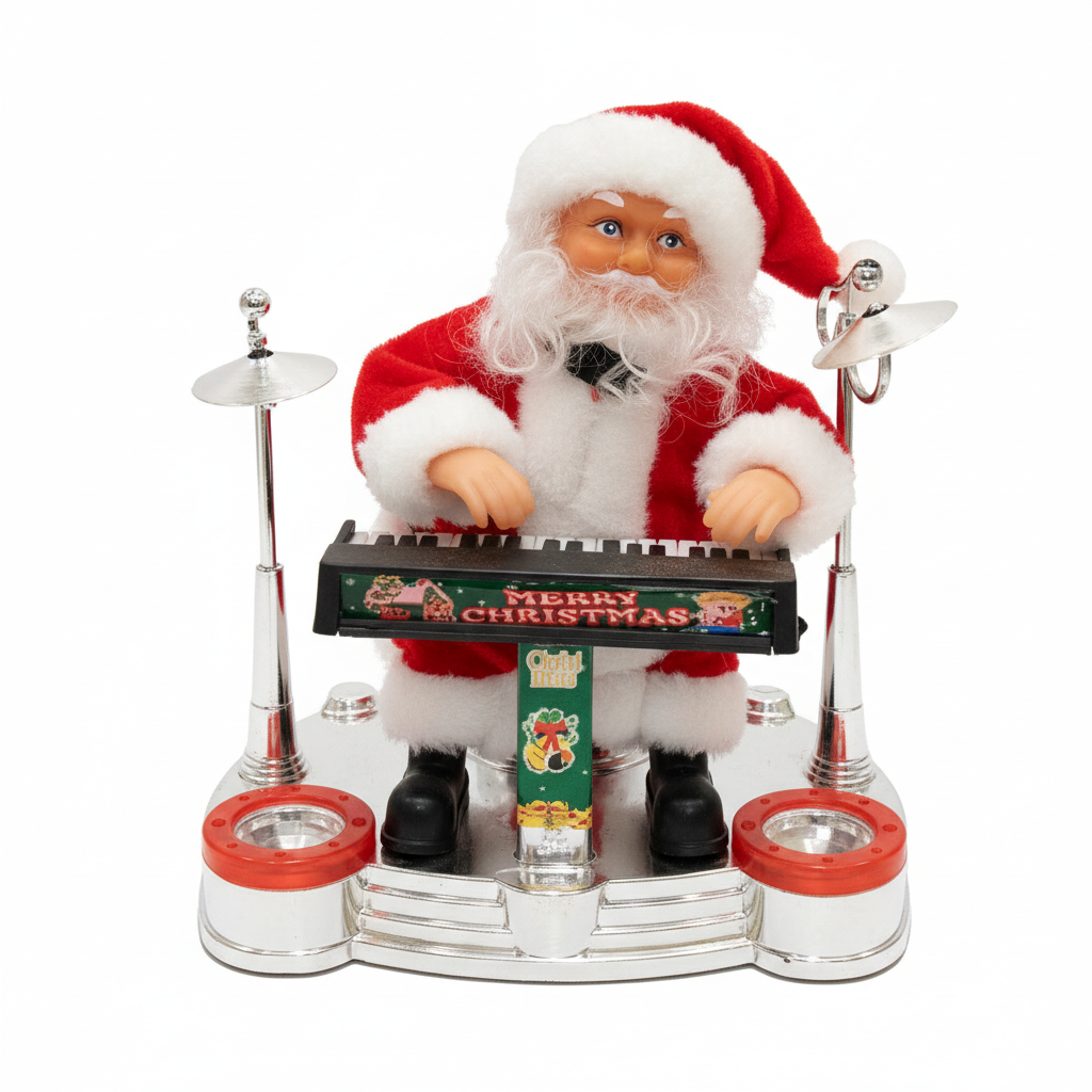 Santa Claus Playing Keyboard Figurine