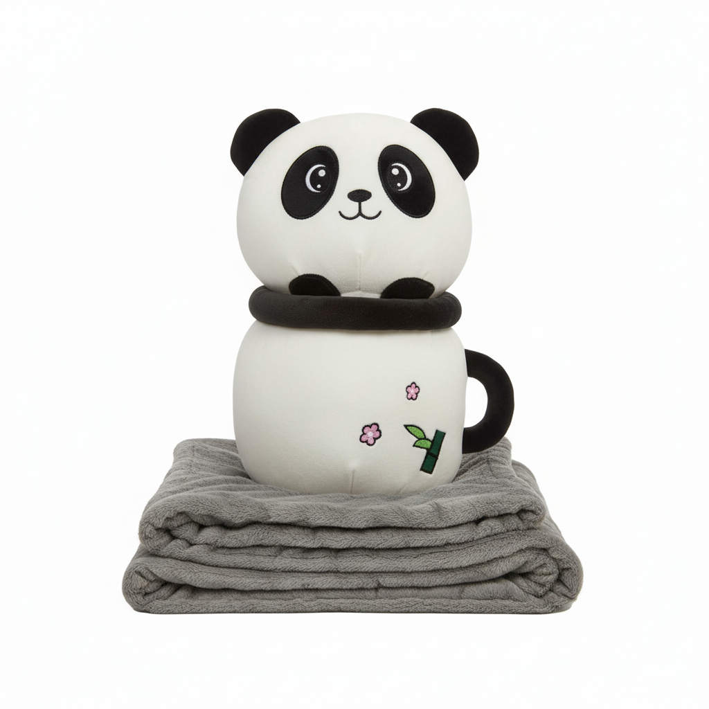 Panda Plush Toy with Blanket Set