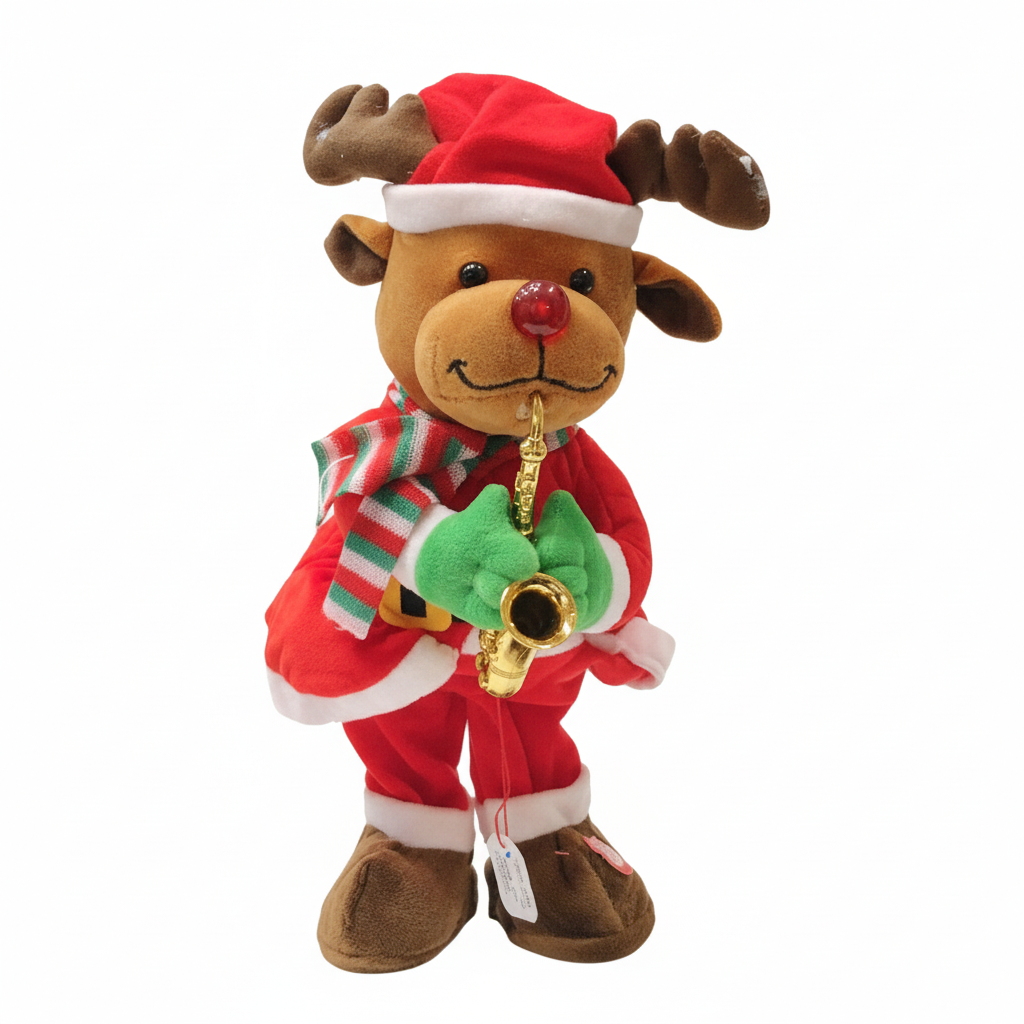 Christmas Reindeer Plush Toy with Saxophone