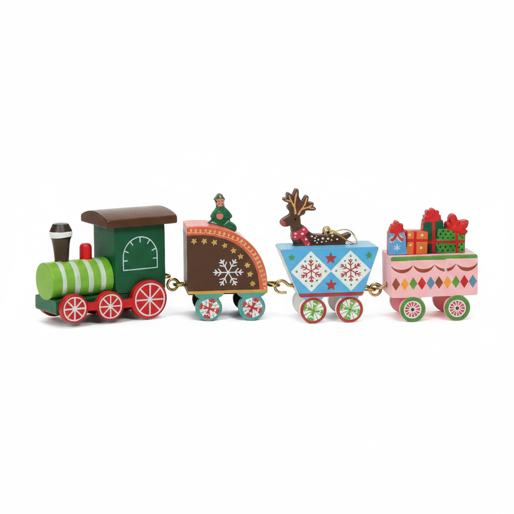 Christmas Wooden Train Decoration Set