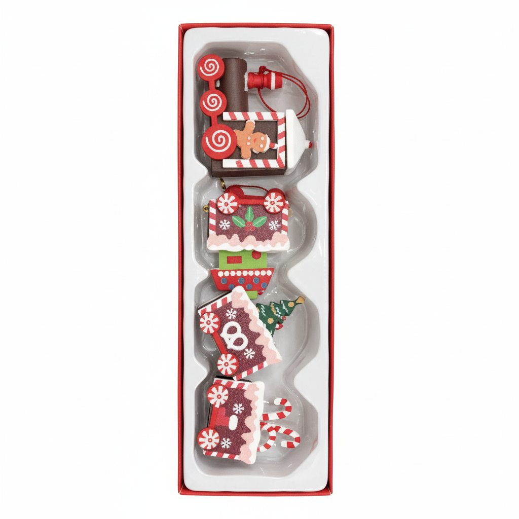 Gingerbread Train Christmas Ornaments Set