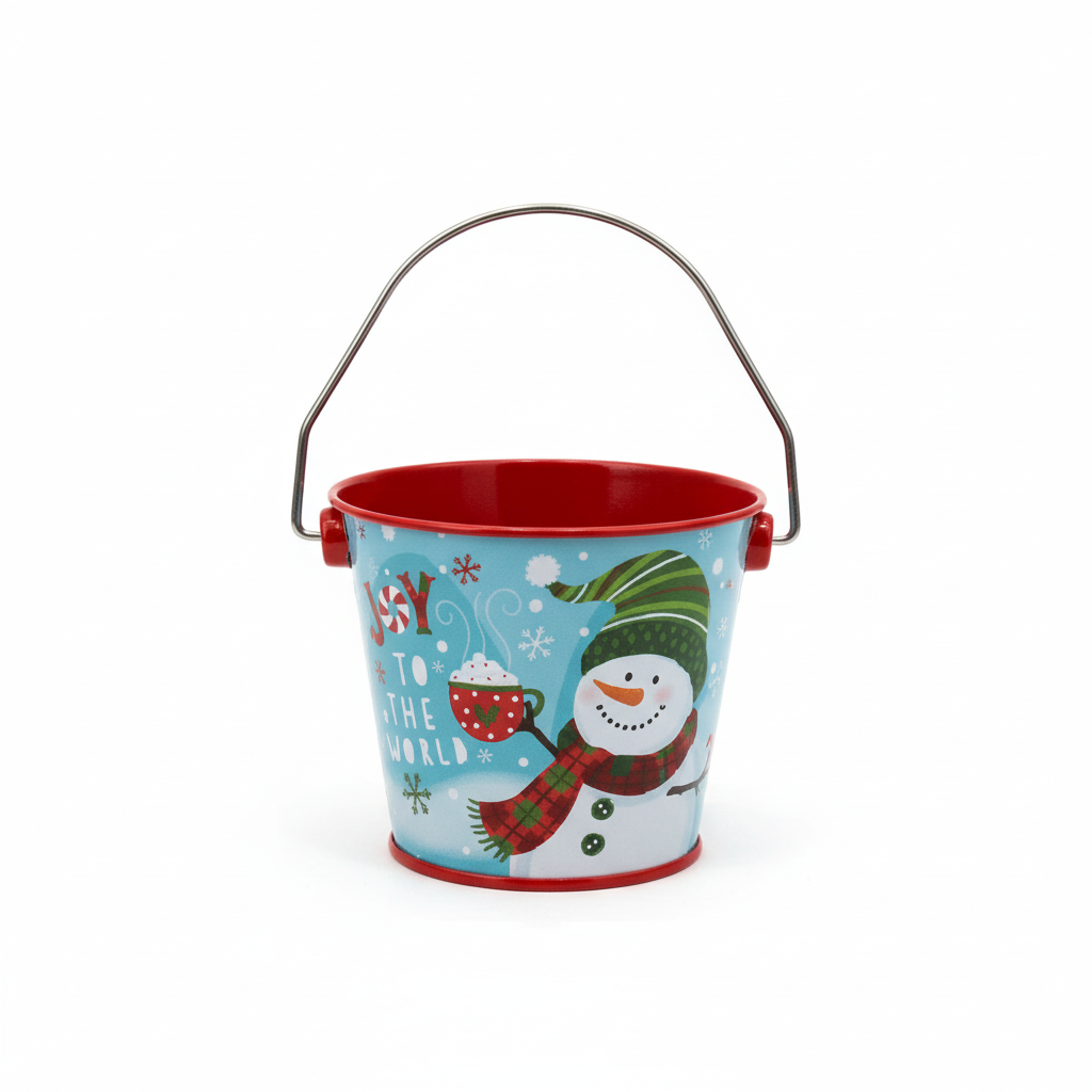 Christmas Snowman Decorative Bucket