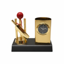 Cricket Theme Pen Stand with Clock