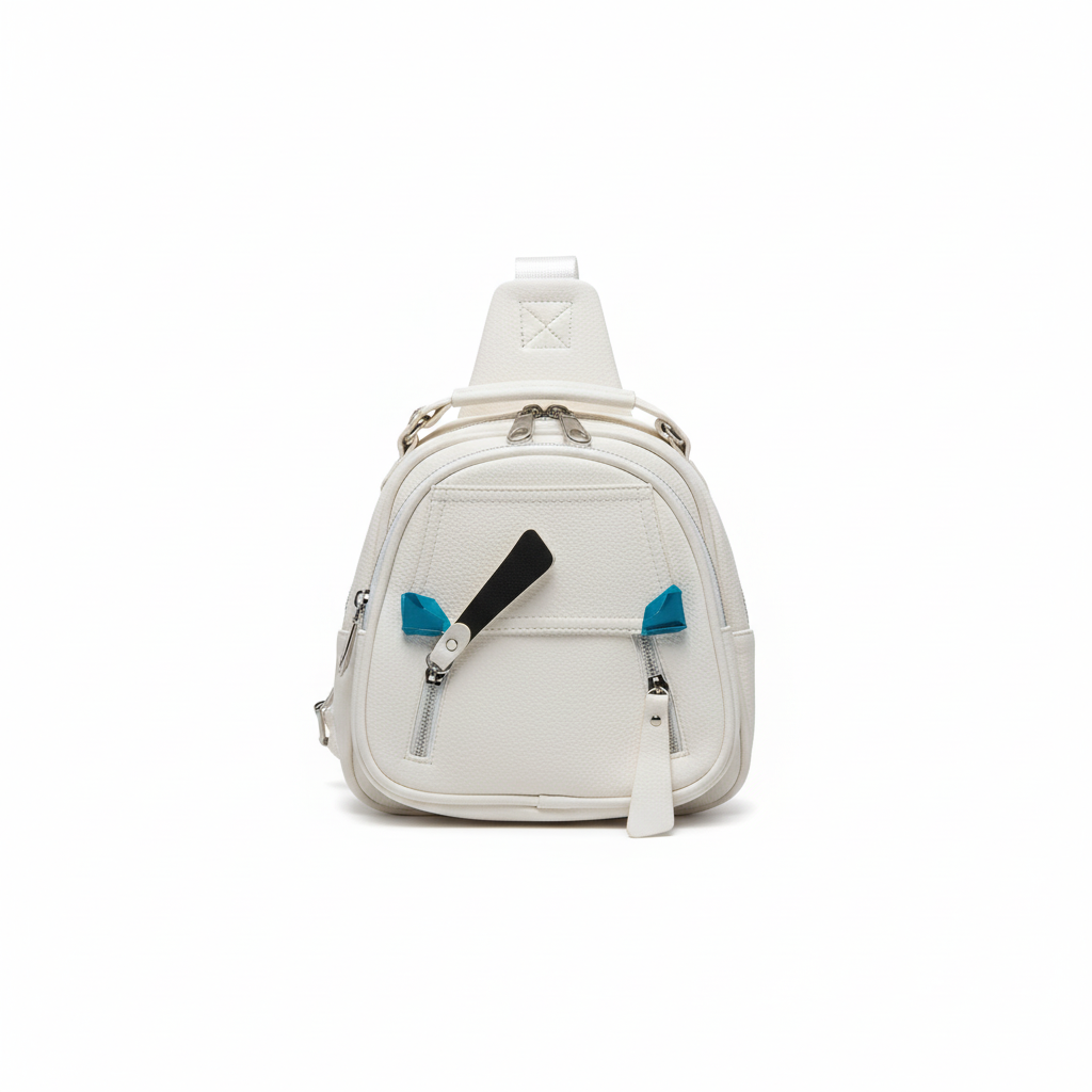 White Faux Leather Backpack