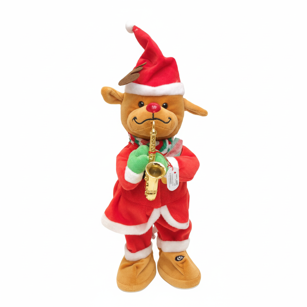 Christmas Reindeer Plush Toy with Saxophone