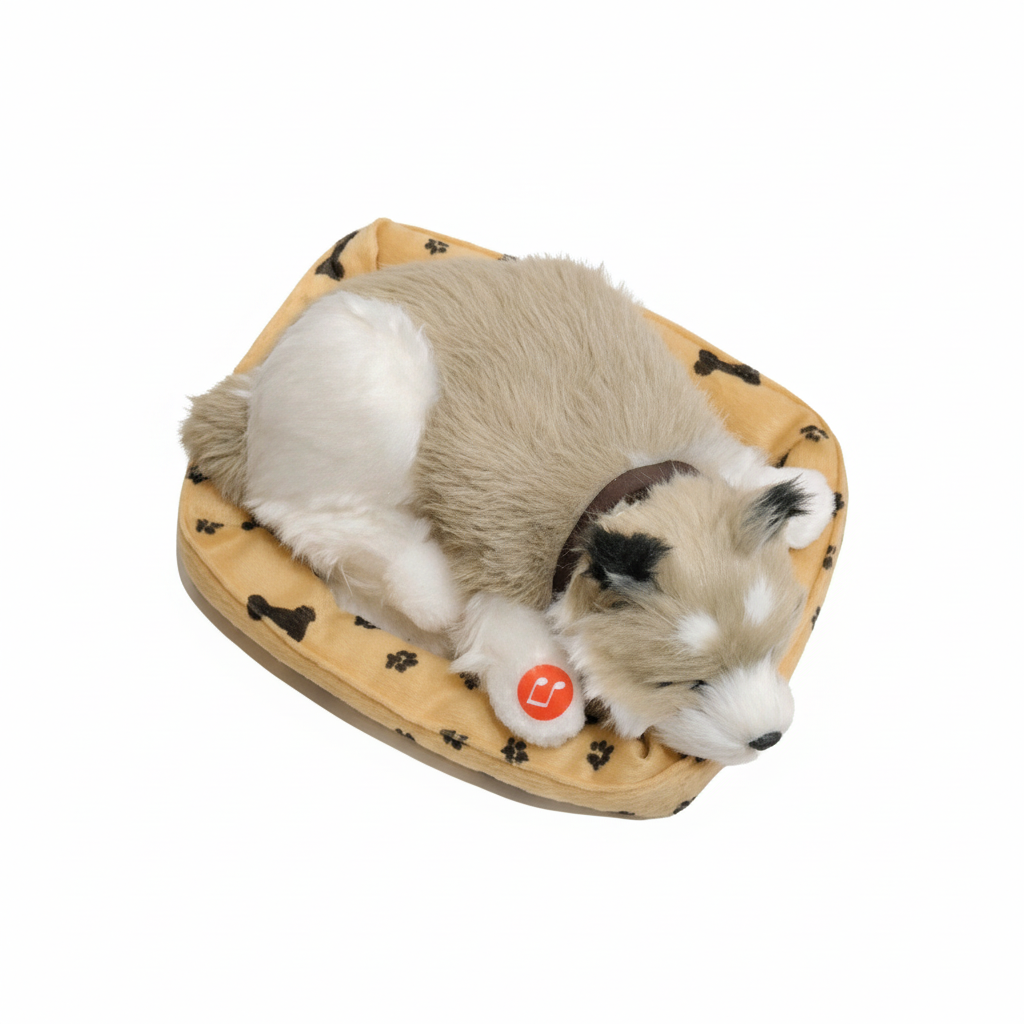 Sleeping Dog Plush Toy with Bed